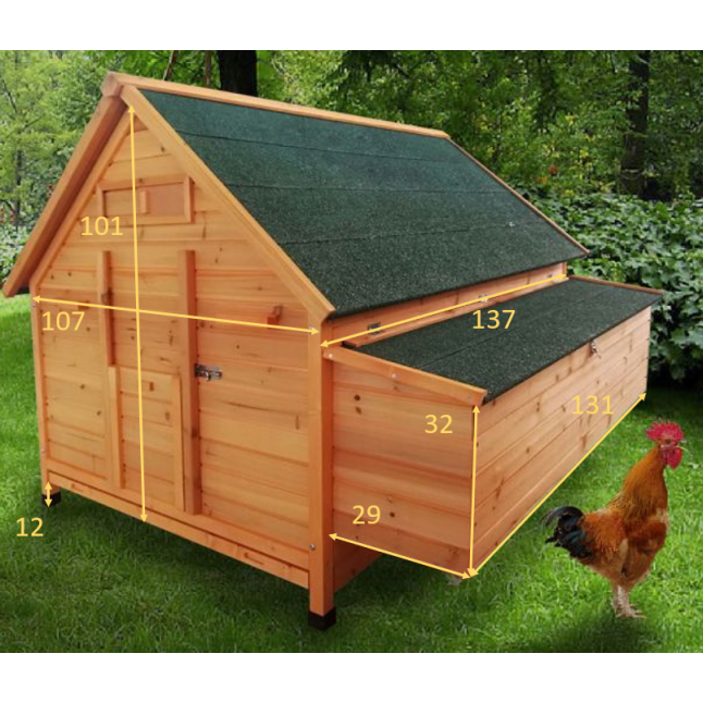 Grand poulailler Bassette XXL 15 à 18 poules toit vert